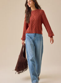 Diane Cropped Cable Sweater Detail 2 - TULLABEE