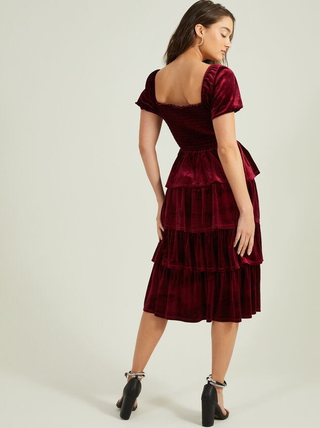 Adela Tiered Velvet Mama Dress Detail 4 - TULLABEE