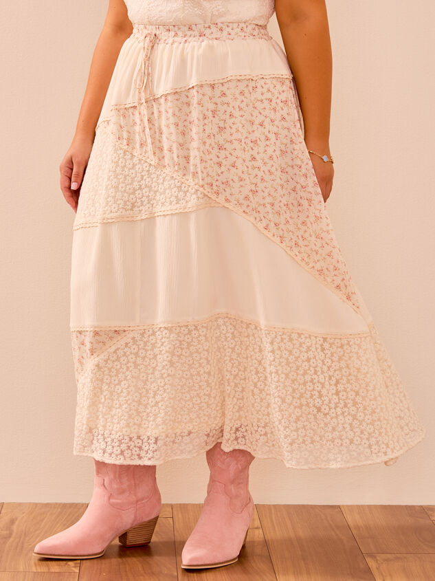 Aster Floral Midi Skirt Detail 5 - TULLABEE