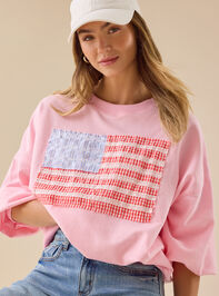 Embroidered Flag Sweatshirt Detail 4 - TULLABEE