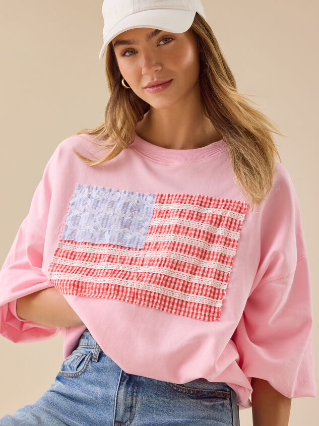 Embroidered Flag Sweatshirt Detail 4 - TULLABEE