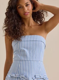 Masie Stripe Bow Romper Detail 3 - TULLABEE