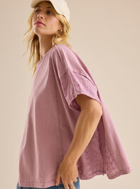 Zelda Embroidered Oversized Tee Detail 3 - TULLABEE