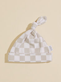 Jamie Checkered Knot Hat Detail 2 - TULLABEE