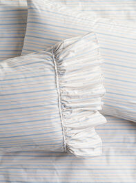 Piper Stripe Ruffle Cotton Single Sham Detail 2 - TULLABEE