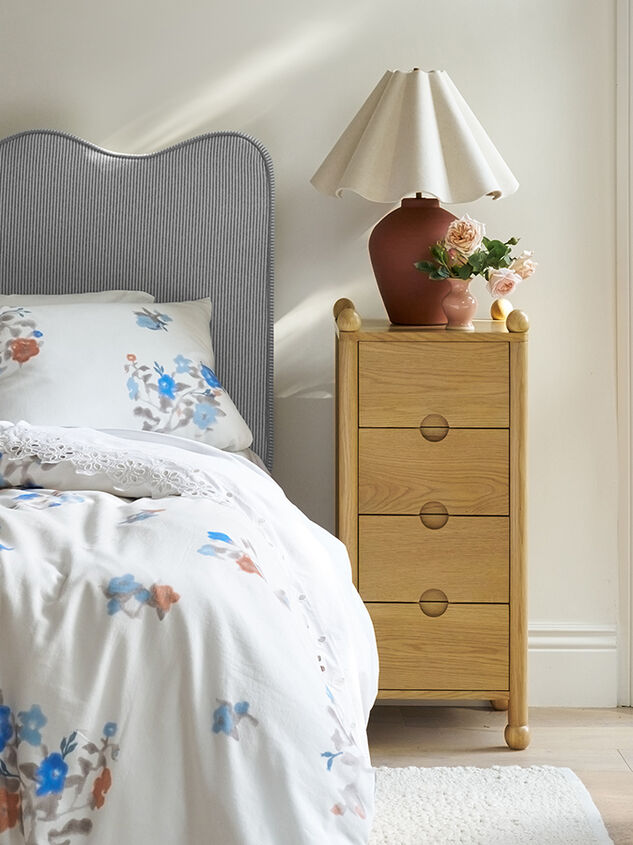 Gemma Stripe Upholstered Headboard Detail 2 - TULLABEE