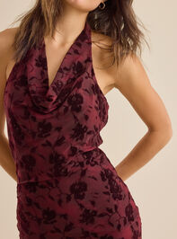 Selene Cowl Neck Midi Dress Detail 2 - TULLABEE