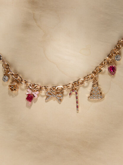 Candy Cane Bow Charm Bracelet - TULLABEE