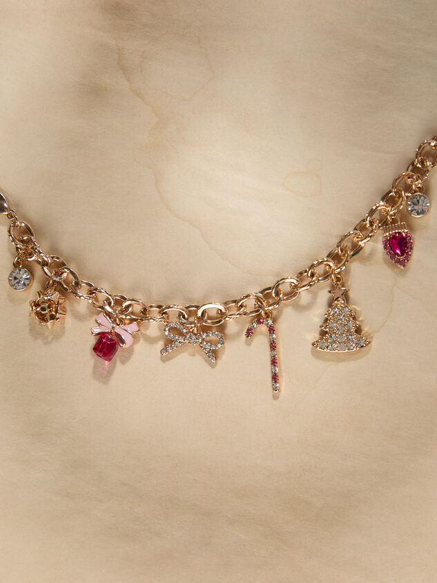Candy Cane Bow Charm Bracelet Detail 2 - TULLABEE