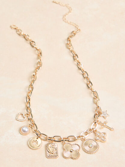 Statement Gold Charm Necklace - TULLABEE