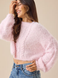 Callie Fuzzy Cropped Sweater Detail 4 - TULLABEE