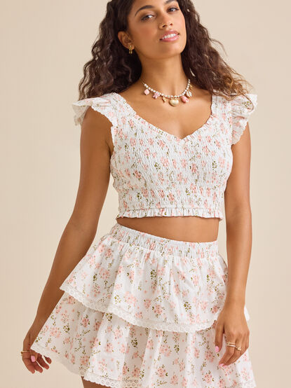 Ansley Smocked Floral Skirt - TULLABEE
