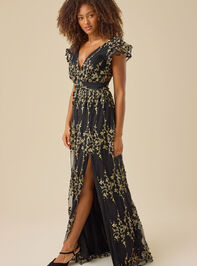 Kalli Flutter Sleeve Embroidered Dress Detail 3 - TULLABEE