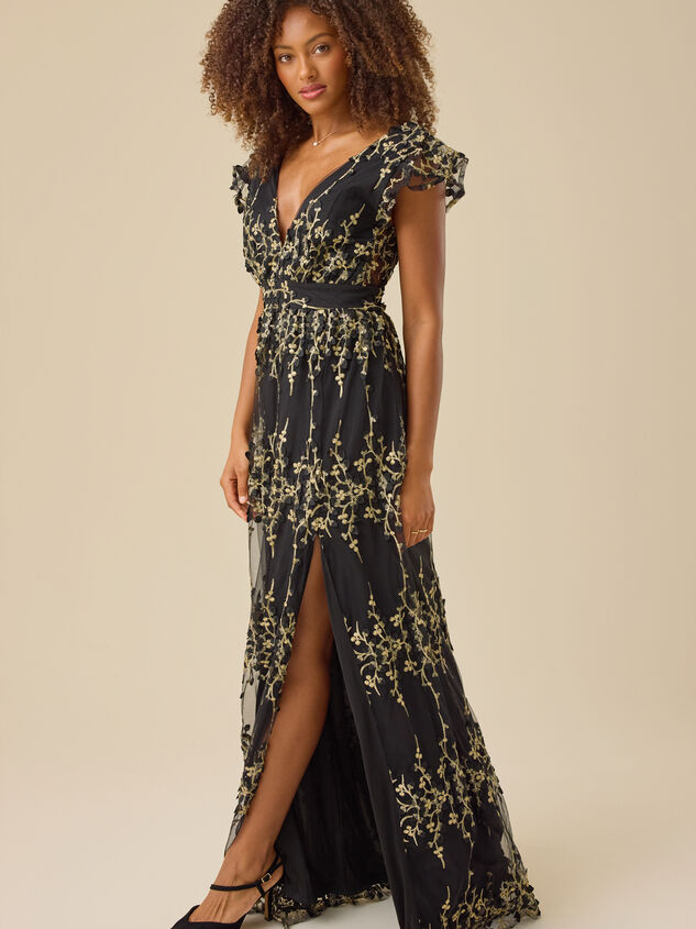 Kalli Flutter Sleeve Embroidered Dress Detail 3 - TULLABEE