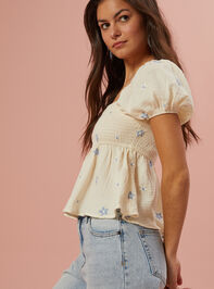 Olivia Embroidered Babydoll Top Detail 4 - TULLABEE
