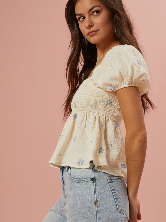 Olivia Embroidered Babydoll Top Detail 4 - TULLABEE