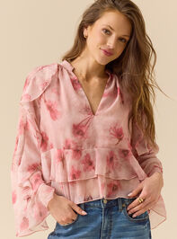 Kaia Floral Chiffon Ruffle Top Detail 2 - TULLABEE