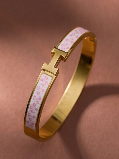 Floral H Bangle Bracelet - TULLABEE