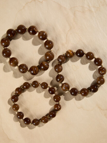 Beaded Resin Stretch Bracelet Set - TULLABEE