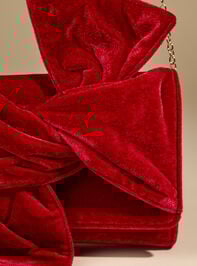 Bow Twist Velvet Clutch Detail 4 - TULLABEE