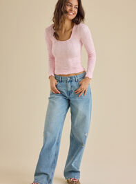 Blaire Seamless Floral Long Sleeve Cami Detail 3 - TULLABEE