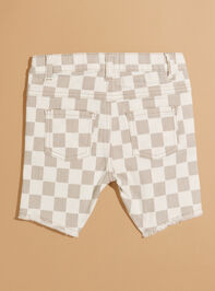 Ben Toddler Checkered Shorts Detail 3 - TULLABEE