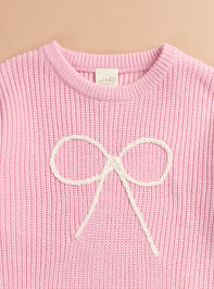Precious Embroidered Bow Sweater Detail 3 - TULLABEE
