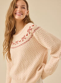Fair Isle Bow Sweater by Rylee + Cru Detail 3 - TULLABEE