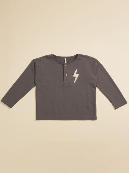 Lightening Bolt Henley Sweatshirt by Rylee + Cru - TULLABEE