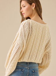 Milly Open Weave Cable Knit Sweater Detail 5 - TULLABEE