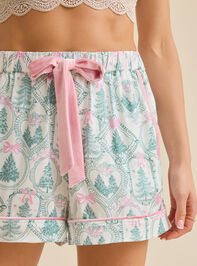 Penny Satin Christmas Sleep Shorts Detail 3 - TULLABEE