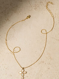 18K Gold Teardrop Cross Necklace - TULLABEE