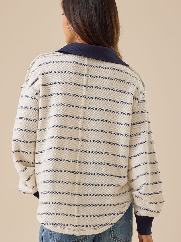 Lark Striped Oversized Polo Detail 3 - TULLABEE