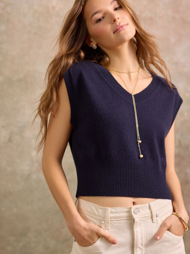 Lumina Cashmere V-Neck Sweater Vest - TULLABEE