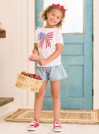 American Bow Sequins Graphic Tee - TULLABEE