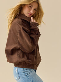 Vanessa Suede Bomber Jacket Detail 4 - TULLABEE