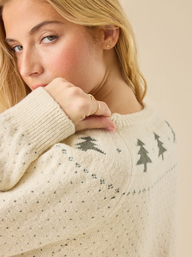Fair Isle Trees Mama Sweater Detail 6 - TULLABEE