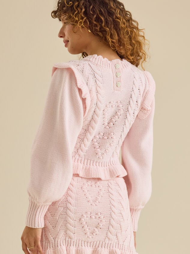 Lyla Heart Cable Sweater Detail 3 - TULLABEE