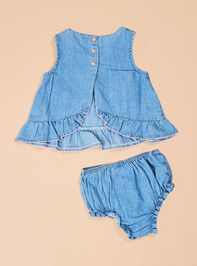 Angie Denim Flower Pinafore Set by Mud Pie Detail 3 - TULLABEE