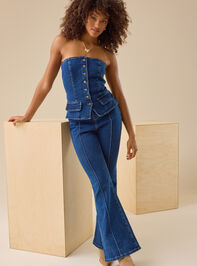 Keri Strapless Denim Jumpsuit Detail 6 - TULLABEE