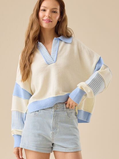Beth Crop Mixed Media Pullover - TULLABEE
