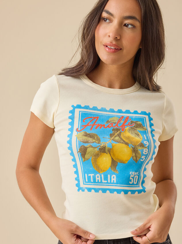 Amalfi Postcard Baby Tee Detail 2 - TULLABEE
