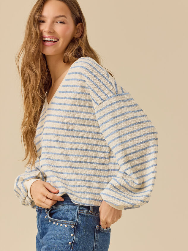 Raelynn V-Neck Striped Top Detail 5 - TULLABEE