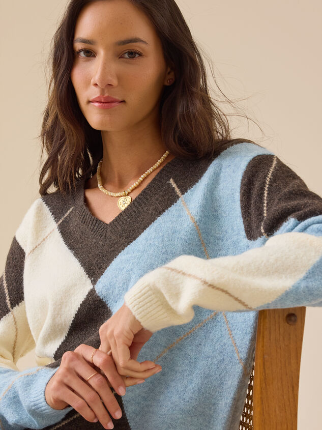 Mika Argyle Sweater Detail 3 - TULLABEE