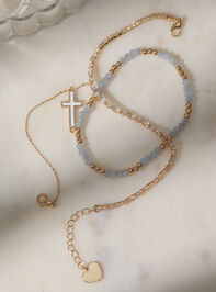 Enamel Cross Beaded Bracelet Set - TULLABEE