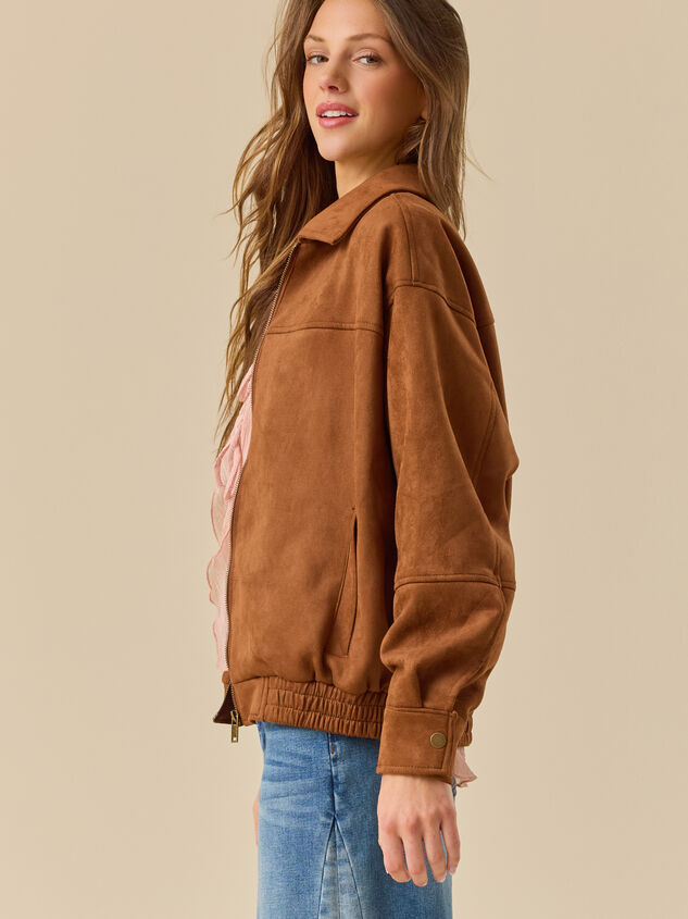 Vanessa Suede Bomber Jacket Detail 4 - TULLABEE