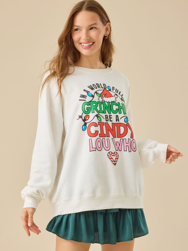 Be Cindy Lou Who  Mama Sweatshirt Detail 3 - TULLABEE