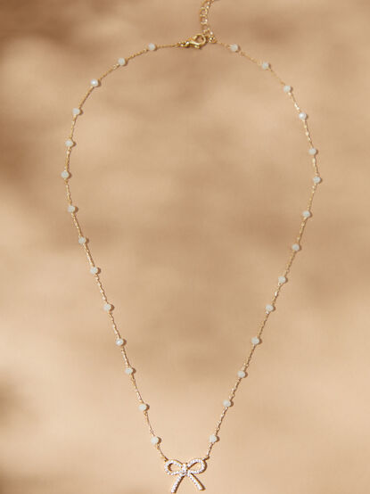 Diamond Charm Bow Necklace - TULLABEE