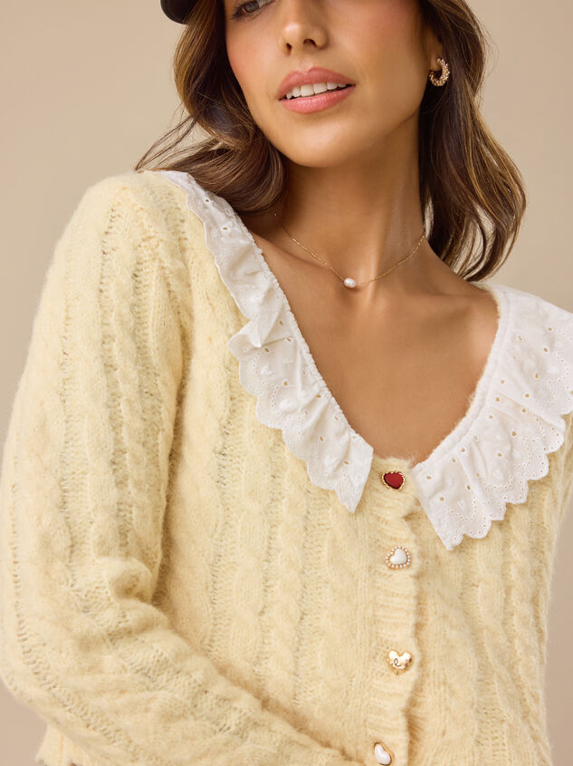 Millicent Heart Button-Down Cardigan Detail 2 - TULLABEE