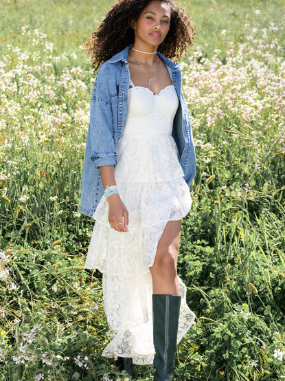Umber Embroidered Lace Dress - TULLABEE